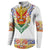 Haiti Flag Traditional Dashiki Button Sweatshirt White Color