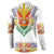 Haiti Flag Traditional Dashiki Button Sweatshirt White Color