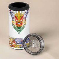 Haiti Flag Traditional Dashiki 4 in 1 Can Cooler Tumbler White Color