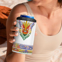 Haiti Flag Traditional Dashiki 4 in 1 Can Cooler Tumbler White Color