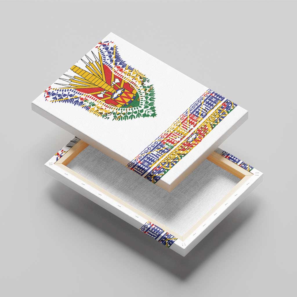 Haiti Flag Traditional Dashiki Canvas Wall Art White Color