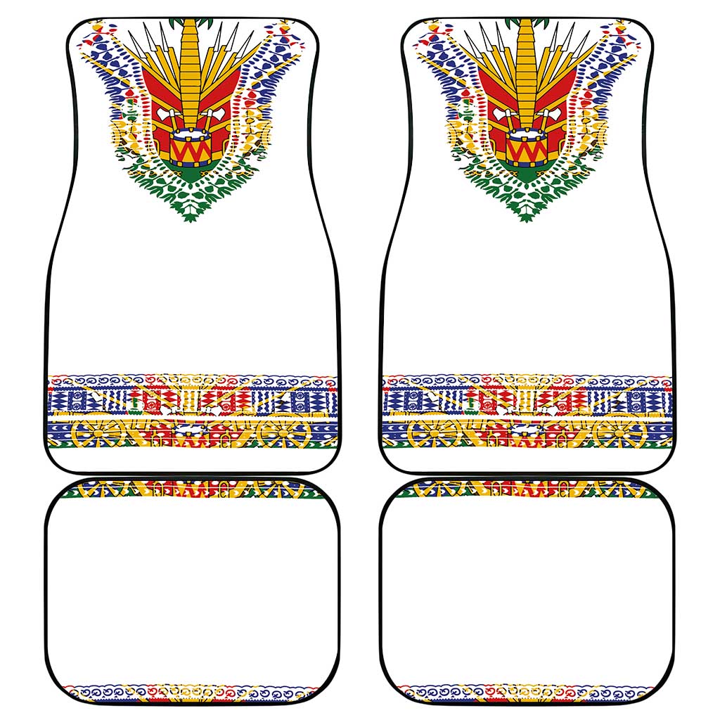 Haiti Flag Traditional Dashiki Car Mats White Color