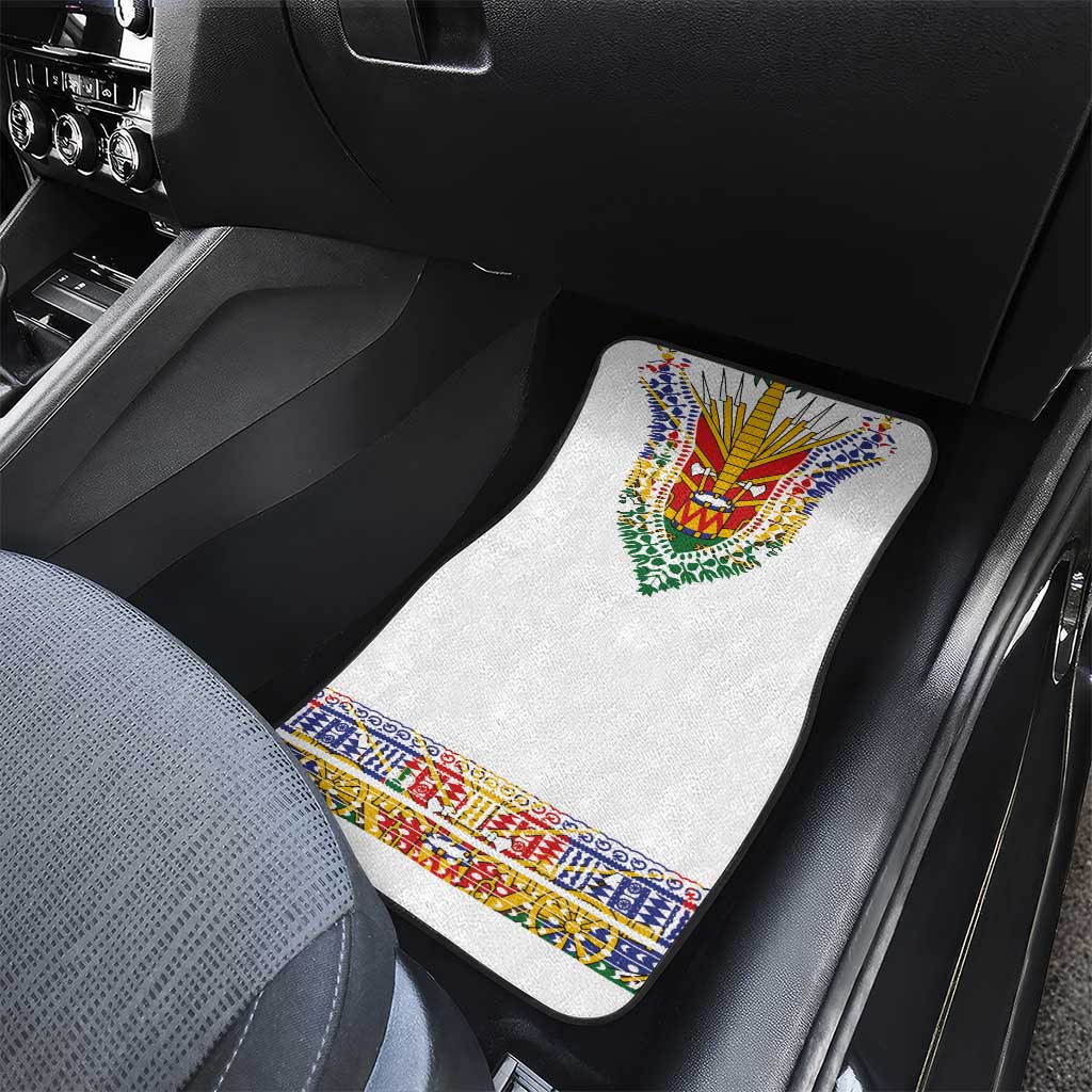 Haiti Flag Traditional Dashiki Car Mats White Color