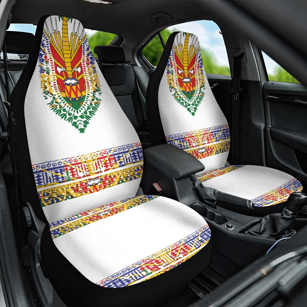Haiti Flag Traditional Dashiki Car Seat Cover White Color