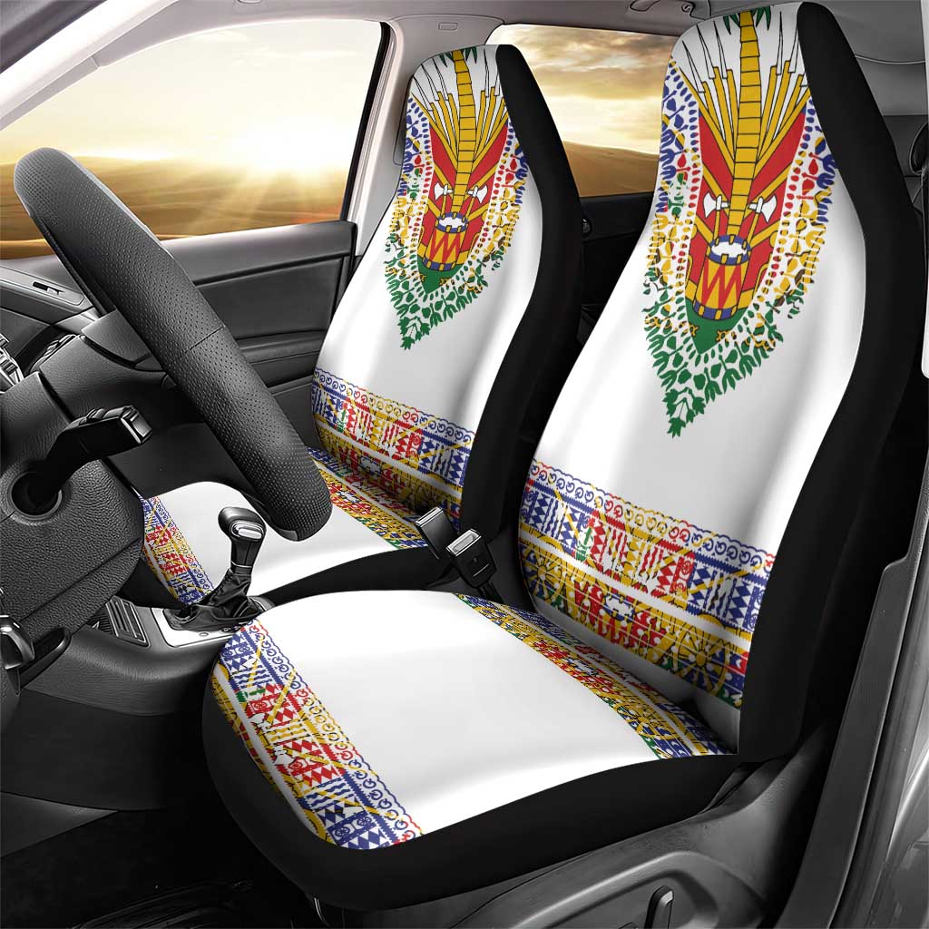 Haiti Flag Traditional Dashiki Car Seat Cover White Color