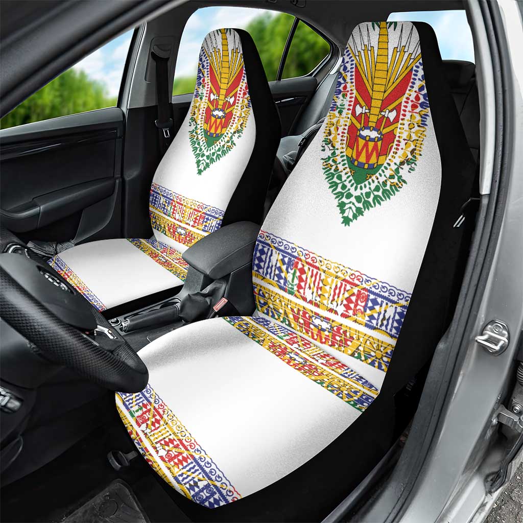 Haiti Flag Traditional Dashiki Car Seat Cover White Color
