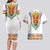 Haiti Flag Traditional Dashiki Couples Matching Long Sleeve Bodycon Dress and Hawaiian Shirt White Color