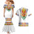 Haiti Flag Traditional Dashiki Couples Matching Mermaid Dress and Hawaiian Shirt White Color