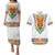 Haiti Flag Traditional Dashiki Couples Matching Puletasi and Hawaiian Shirt White Color