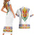 Haiti Flag Traditional Dashiki Couples Matching Short Sleeve Bodycon Dress and Hawaiian Shirt White Color