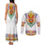 Haiti Flag Traditional Dashiki Couples Matching Tank Maxi Dress and Long Sleeve Button Shirt White Color