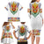 Haiti Flag Traditional Dashiki Family Matching Long Sleeve Bodycon Dress and Hawaiian Shirt White Color