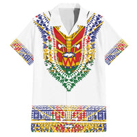 Haiti Flag Traditional Dashiki Family Matching Long Sleeve Bodycon Dress and Hawaiian Shirt White Color