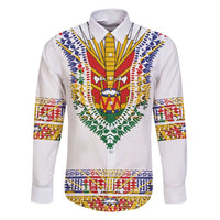 Haiti Flag Traditional Dashiki Family Matching Long Sleeve Bodycon Dress and Hawaiian Shirt White Color