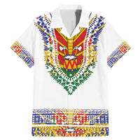 Haiti Flag Traditional Dashiki Family Matching Mermaid Dress and Hawaiian Shirt White Color