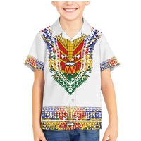 Haiti Flag Traditional Dashiki Family Matching Mermaid Dress and Hawaiian Shirt White Color