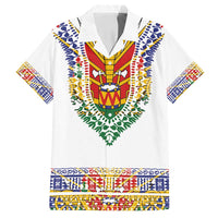 Haiti Flag Traditional Dashiki Family Matching Off Shoulder Maxi Dress and Hawaiian Shirt White Color