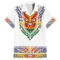 Haiti Flag Traditional Dashiki Family Matching Short Sleeve Bodycon Dress and Hawaiian Shirt White Color