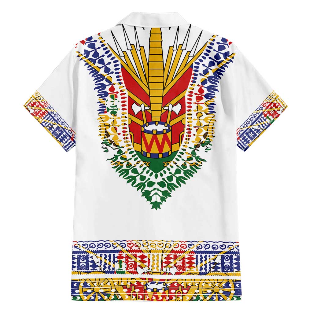 Haiti Flag Traditional Dashiki Family Matching Tank Maxi Dress and Hawaiian Shirt White Color