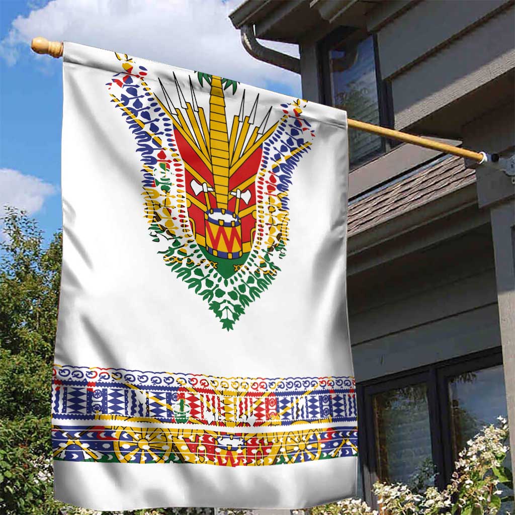 Haiti Flag Traditional Dashiki Garden Flag White Color