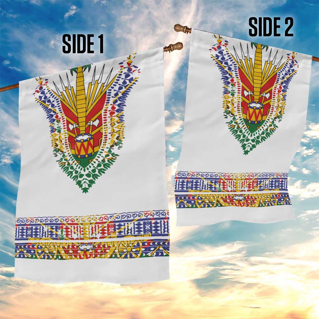 Haiti Flag Traditional Dashiki Garden Flag White Color