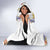 Haiti Flag Traditional Dashiki Hooded Blanket White Color