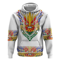 Haiti Flag Traditional Dashiki Hoodie White Color