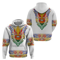 Haiti Flag Traditional Dashiki Hoodie White Color