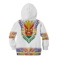 Haiti Flag Traditional Dashiki Kid Hoodie White Color