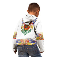 Haiti Flag Traditional Dashiki Kid Hoodie White Color