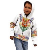 Haiti Flag Traditional Dashiki Kid Hoodie White Color
