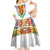 Haiti Flag Traditional Dashiki Kid Short Sleeve Dress White Color