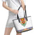 Haiti Flag Traditional Dashiki Leather Tote Bag White Color