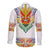 Haiti Flag Traditional Dashiki Long Sleeve Button Shirt White Color