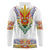 Haiti Flag Traditional Dashiki Long Sleeve Polo Shirt White Color