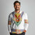 Haiti Flag Traditional Dashiki Long Sleeve Polo Shirt White Color