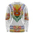 Haiti Flag Traditional Dashiki Long Sleeve Shirt White Color
