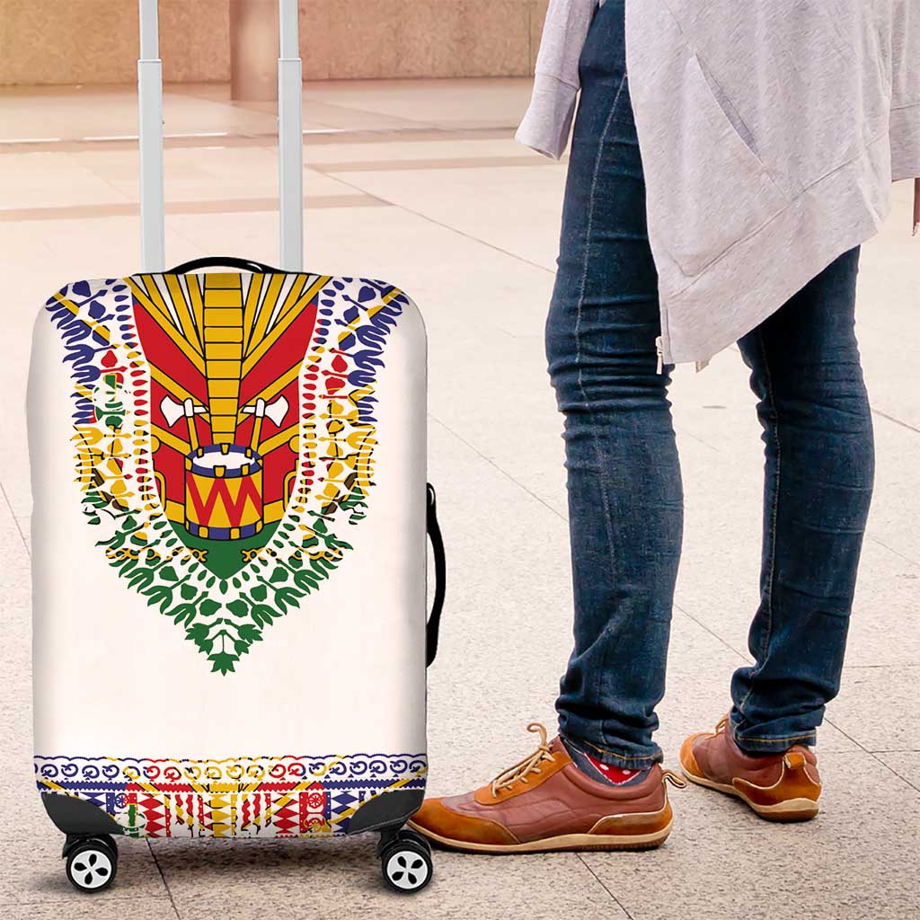 Haiti Flag Traditional Dashiki Luggage Cover White Color