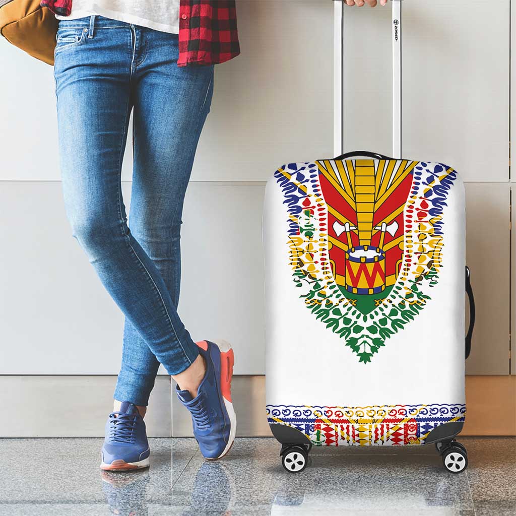 Haiti Flag Traditional Dashiki Luggage Cover White Color