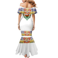 Haiti Flag Traditional Dashiki Mermaid Dress White Color