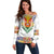Haiti Flag Traditional Dashiki Off Shoulder Sweater White Color