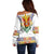 Haiti Flag Traditional Dashiki Off Shoulder Sweater White Color