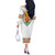Haiti Flag Traditional Dashiki Off The Shoulder Long Sleeve Dress White Color
