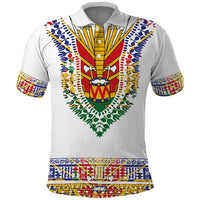 Haiti Flag Traditional Dashiki Polo Shirt White Color