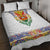 Haiti Flag Traditional Dashiki Quilt Bed Set White Color