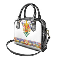 Haiti Flag Traditional Dashiki Shoulder Handbag White Color