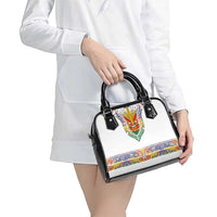 Haiti Flag Traditional Dashiki Shoulder Handbag White Color