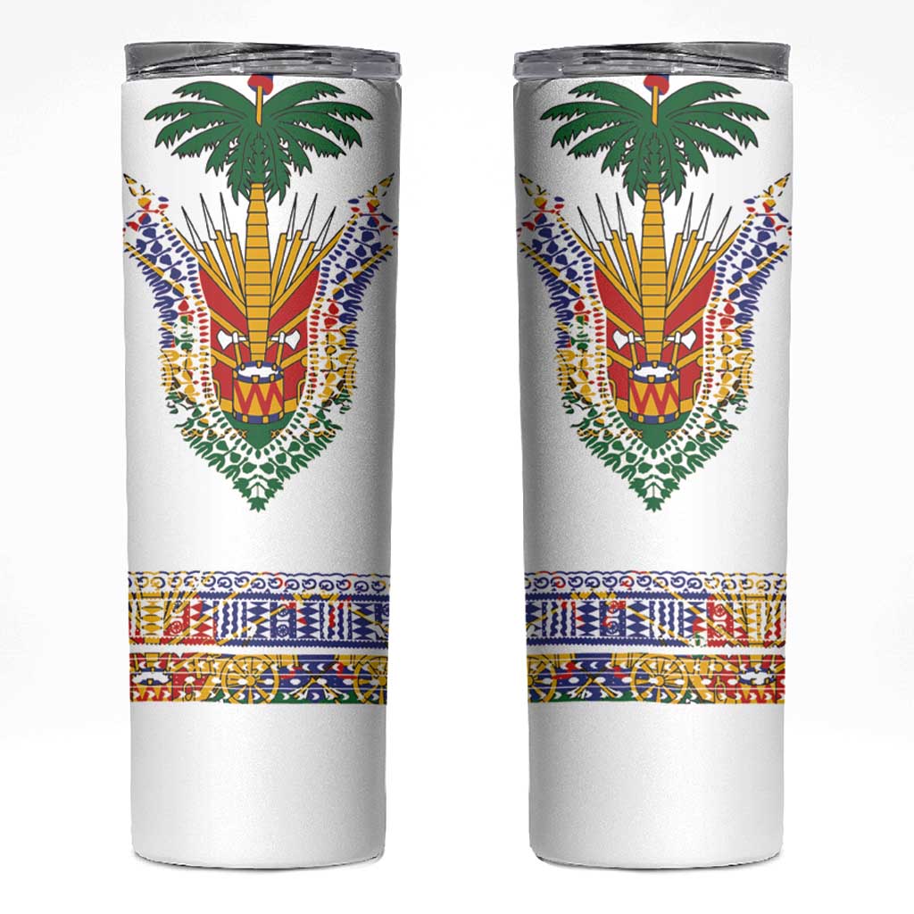 Haiti Flag Traditional Dashiki Skinny Tumbler White Color