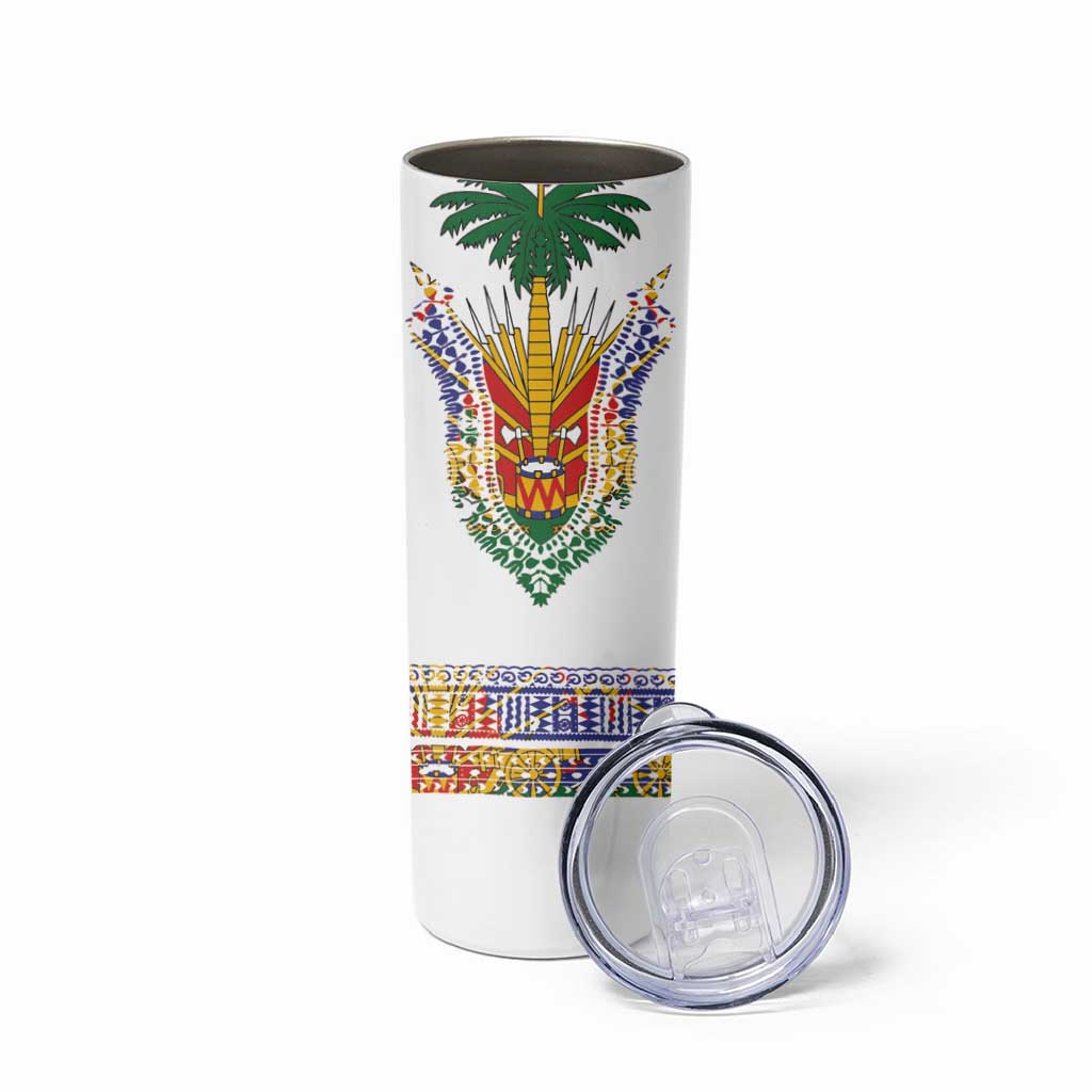 Haiti Flag Traditional Dashiki Skinny Tumbler White Color