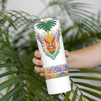 Haiti Flag Traditional Dashiki Skinny Tumbler White Color